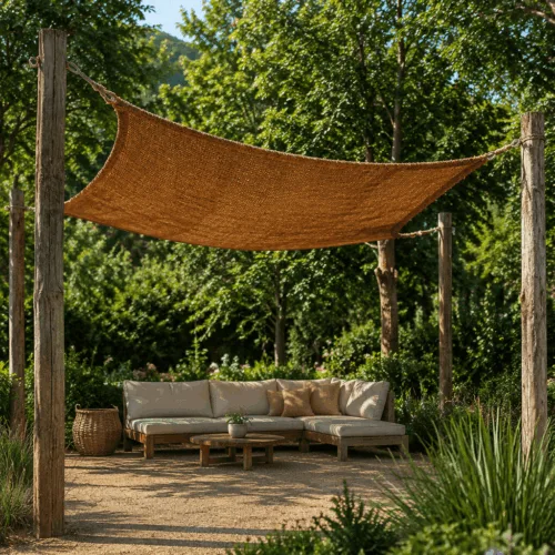 Vela de sombra rectangular de fibra de coco natural 400x300 cm