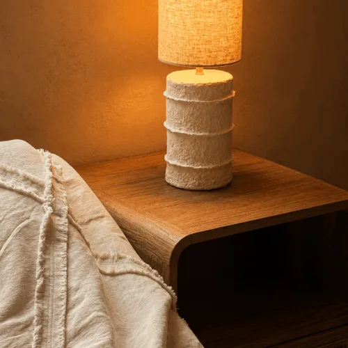 Lámpara de mesa de papel maché blanca 20 cm
