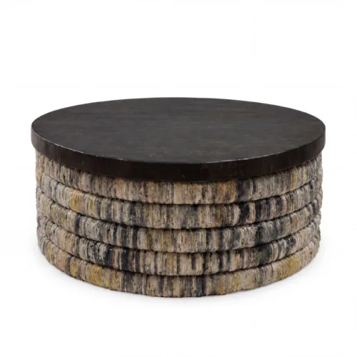 Mesa de centro redonda de hoja de banano gris 80 cm