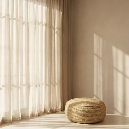 Puf redondo de rafia natural 60 cm