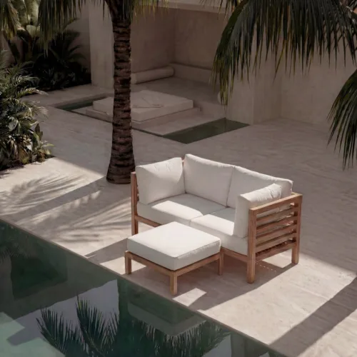 Otomana modular de madera de teca 80 cm