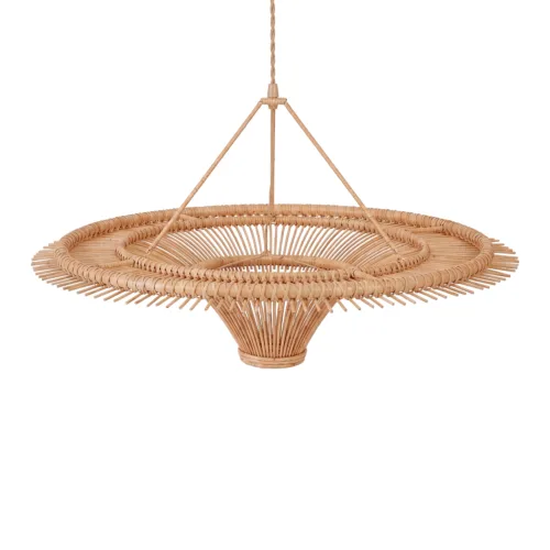 Lámpara de techo de hierro y ratán natural Ø 110 cm