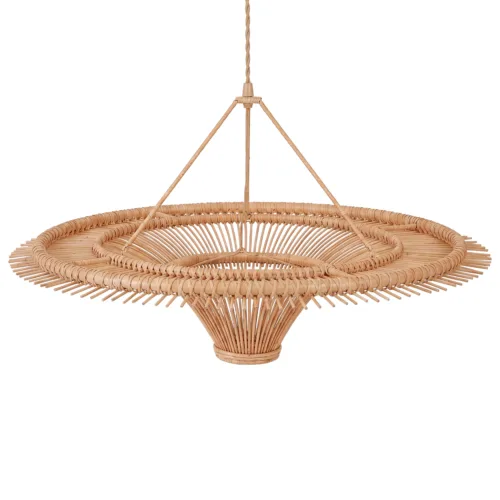 Lámpara de techo de hierro y ratán natural Ø 150 cm
