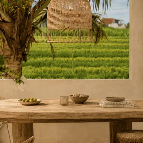 Lámpara de techo Amalfi de ratán natural Ø 50 cm