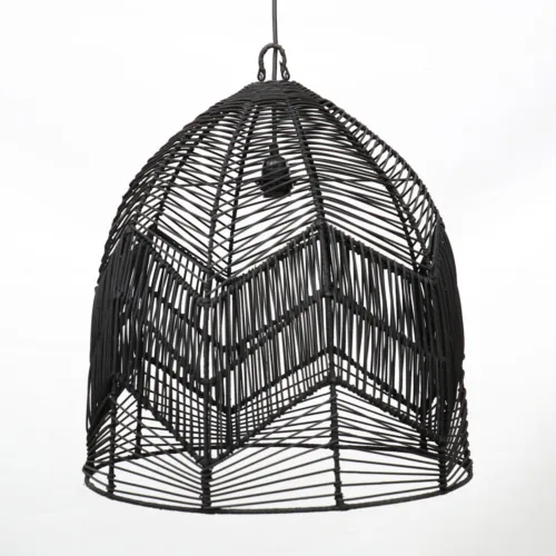 Lámpara de techo de ratán negro 50 cm