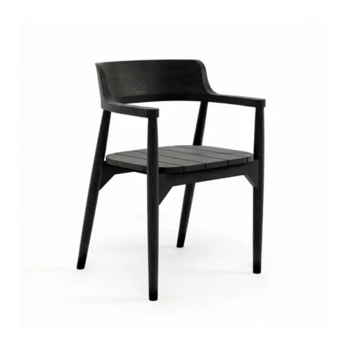 Silla de comedor con brazos de teca negra
