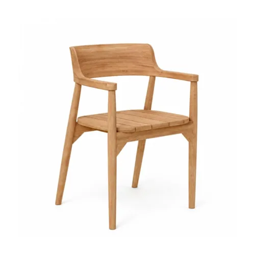 Silla de comedor con brazos de madera de teca natural 80 cm