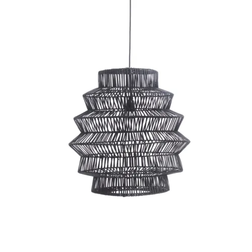 Lámpara de techo de ratán negro 55 cm