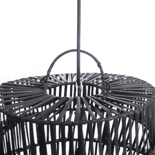 Lámpara de techo de ratán negro 55 cm
