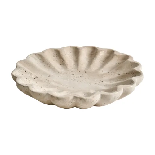 Centro de mesa de travertino crema 30x30 cm Motrus