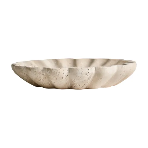 Centro de mesa de travertino crema 30x30 cm Motrus