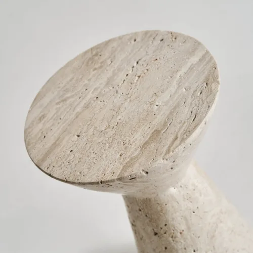 Mesa auxiliar de travertino crema 20x30 cm Motrus