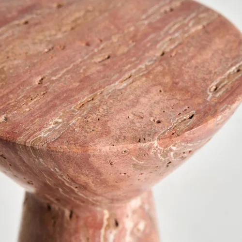 Mesa auxiliar de travertino rojo 20x41 cm Ludus