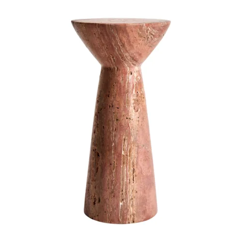 Mesa auxiliar de travertino rojo 20x41 cm Ludus