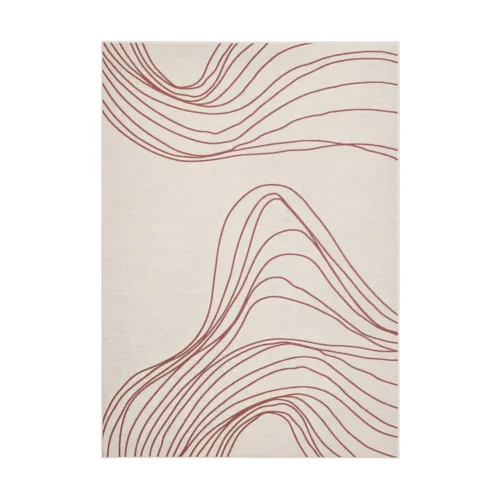 Alfombra de viscosa beige y teja 345x235 cm Izel