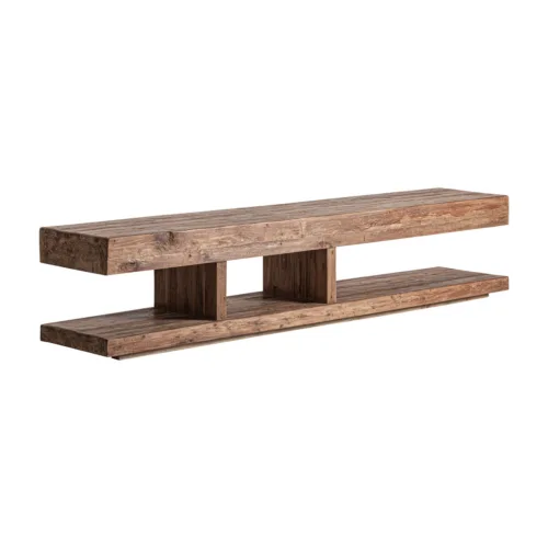 Mueble de TV de madera de teka reciclada 250x50 cm Sukt