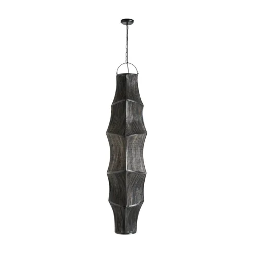 Lámpara colgante de fibra natural negra 38x150 cm Lauzun