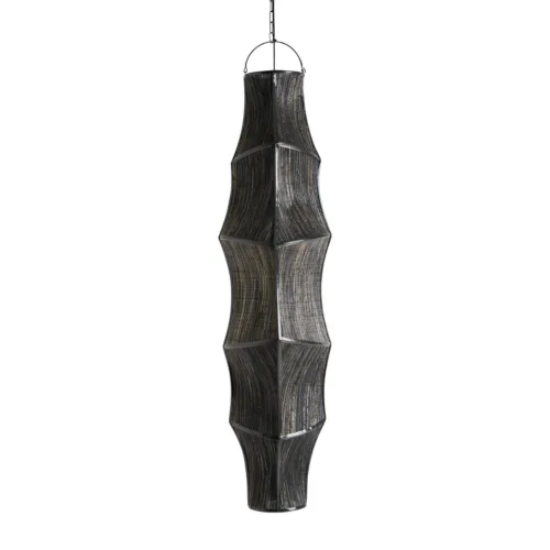 Lámpara colgante de fibra natural negra 38x150 cm Lauzun