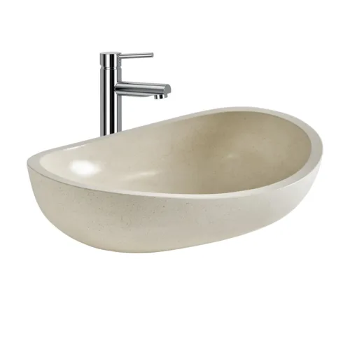 Lavabo sobre encimera de terrazo blanco 64x44 cm Lussac