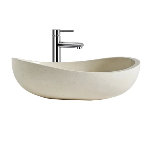 Lavabo sobre encimera de terrazo blanco 64x44 cm Lussac