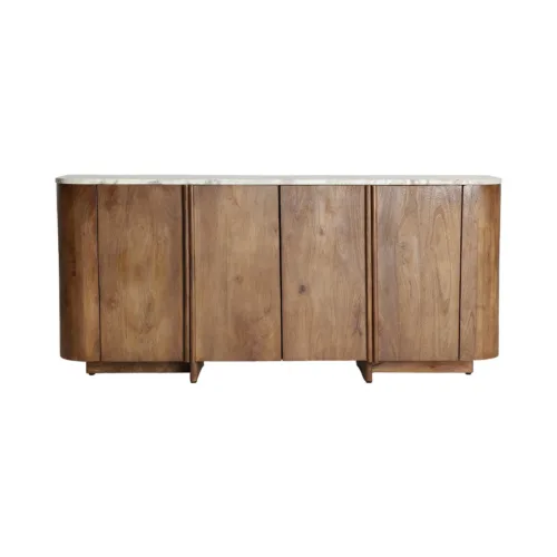 Aparador de madera de mango y mármol 175x80 cm Droux