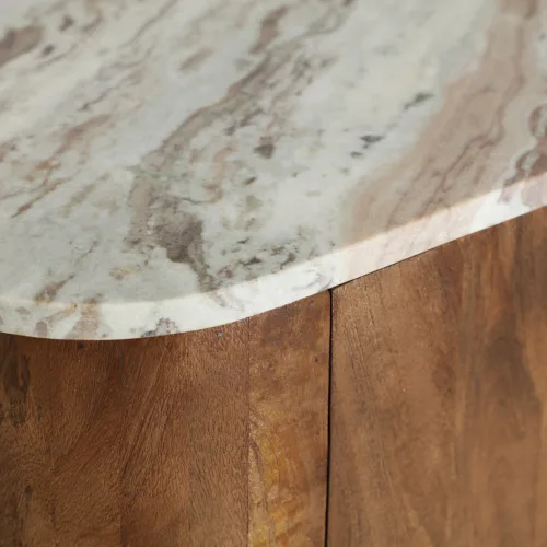 Mueble de TV de madera de mango y mármol 190x50 cm Droux