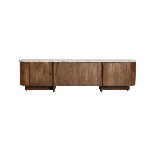 Mueble de TV de madera de mango y mármol 190x50 cm Droux