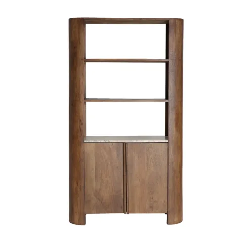 Estantería de madera de mango y mármol 100x175 cm Droux