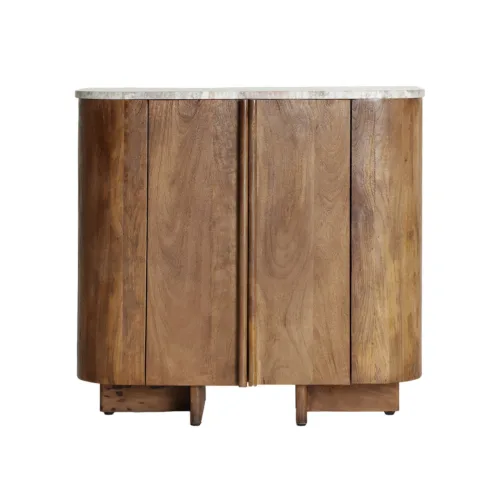Armario auxiliar de madera de mango y mármol 85x80 cm Droux