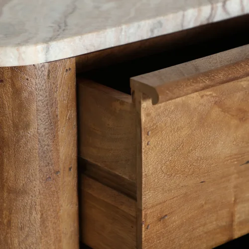 Cómoda de madera de mango y mármol 60x110 cm Droux