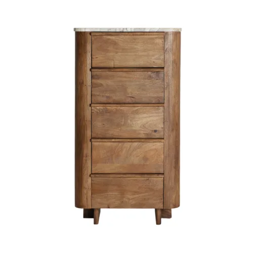 Cómoda de madera de mango y mármol 60x110 cm Droux