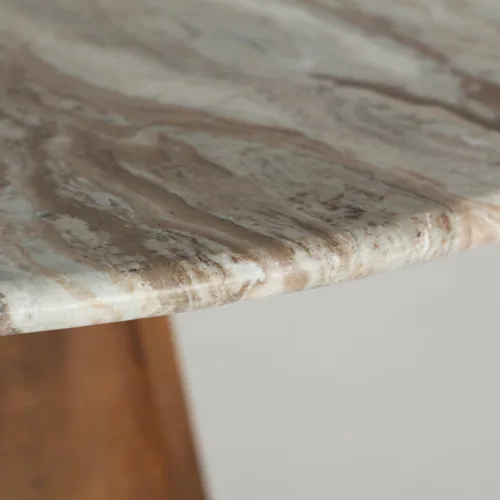 Mesa de comedor de madera de mango y mármol 130x76 cm Droux