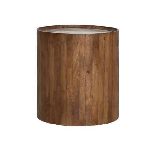 Mesa auxiliar de madera de mango y mármol 45x50 cm Droux