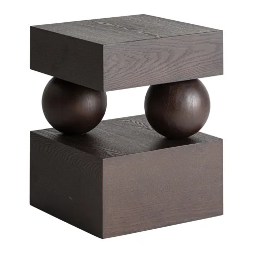 Mesa auxiliar de madera de olmo en wengué 38x50 cm Arriach