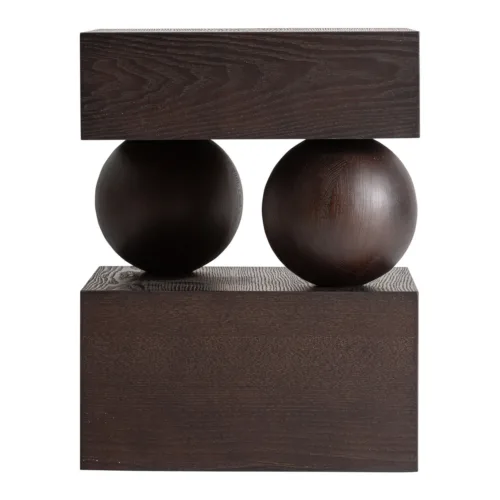 Mesa auxiliar de madera de olmo en wengué 38x50 cm Arriach