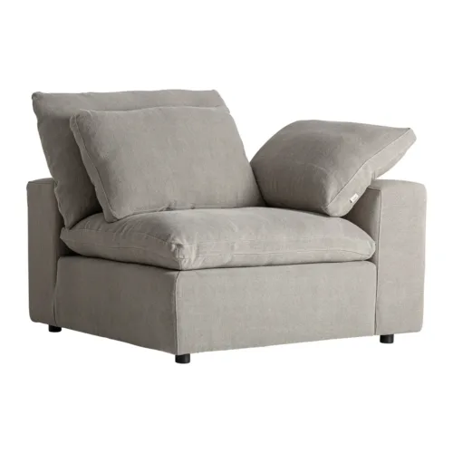 Módulo de sofá esquinero de lino gris 110x110 cm Benacy