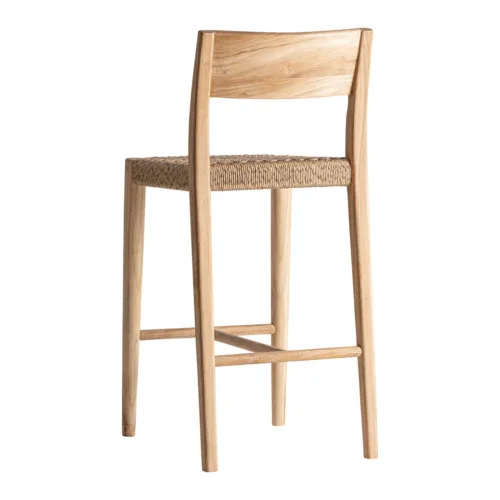 Taburete de madera de teca y cuerda para exterior Caen