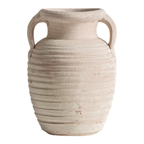 Ánfora de arcilla beige 25x32 cm Klam