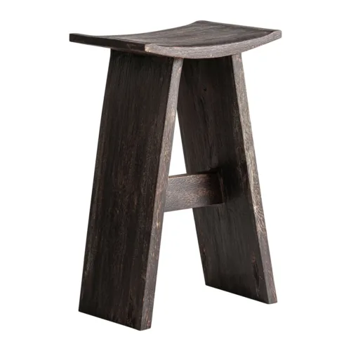 Taburete Klajha de madera suar 40 × 65 cm